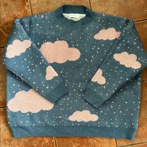 Vintage Sparkly Blue and Pink Cloud Sweater